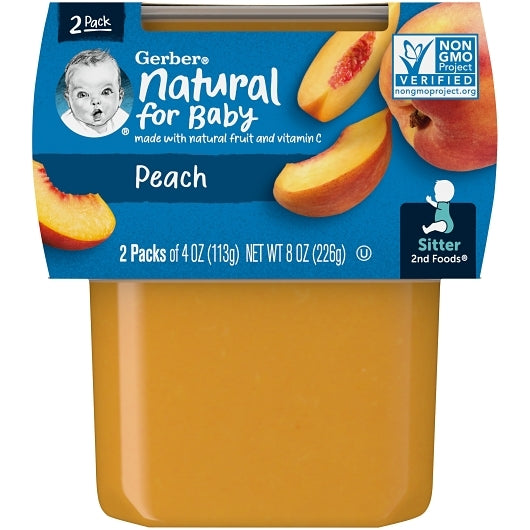 Gerber 2nd Foods Non-GMO Peach Puree Baby Food Tub, 2x 4 oz Tubs, 8 x 8 oz Case - DOT product image 5