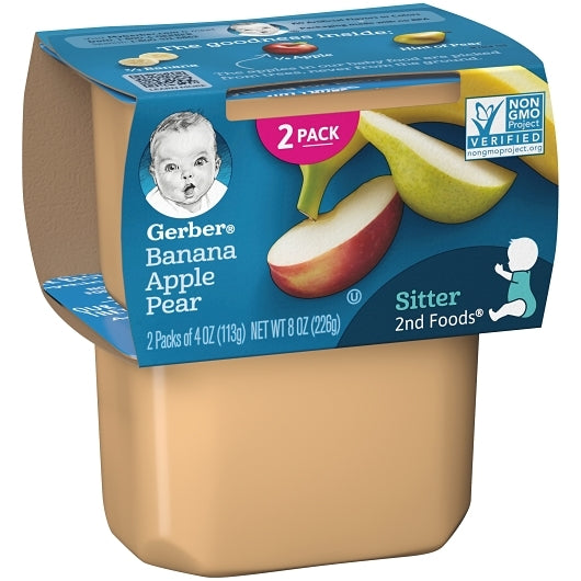 Gerber 2nd Foods Non-GMO Banana Apple Pear Puree Baby Food Tub, 2x 4 oz Tubs, 8 x 8 oz Case - DOT product image 5