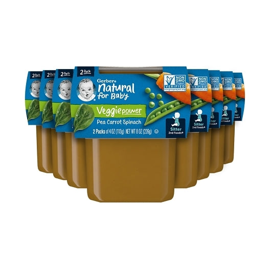 Gerber Natural for Baby Non-GMO Pea Carrot Spinach Puree Baby Food Tub, 2x 4 oz Tubs, 8 x 8 oz Case - DOT product image 2