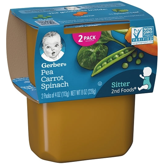 Gerber Natural for Baby Non-GMO Pea Carrot Spinach Puree Baby Food Tub, 2x 4 oz Tubs, 8 x 8 oz Case - DOT product image 5