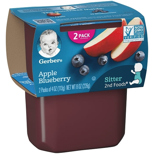 Gerber Natural for Baby Non-GMO Apple Blueberry Puree Baby Food Tub, 2x 4 oz Tubs, 8 x 8 oz Case - DOT product image 4