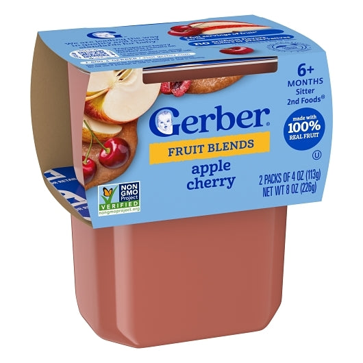 Gerber 2nd Foods Non-GMO Apple Cherry Puree Baby Food Tub, 2x 4 oz Tubs, 8 x 8 oz Case - DOT product image 5