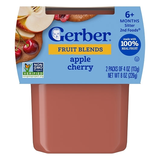Gerber 2nd Foods Non-GMO Apple Cherry Puree Baby Food Tub, 2x 4 oz Tubs, 8 x 8 oz Case - DOT product image 3