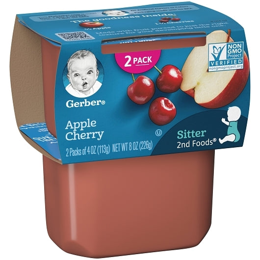 Gerber 2nd Foods Non-GMO Apple Cherry Puree Baby Food Tub, 2x 4 oz Tubs, 8 x 8 oz Case - DOT product image 4
