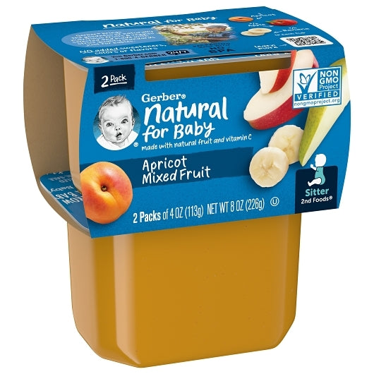 Gerber Natural for Baby Non-GMO Apricot Mixed Fruit Puree Baby Food Tub, 2x 4 oz Tubs, 8 x 8 oz Case - DOT product image 4