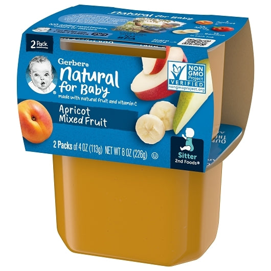Gerber Natural for Baby Non-GMO Apricot Mixed Fruit Puree Baby Food Tub, 2x 4 oz Tubs, 8 x 8 oz Case - DOT product image 6