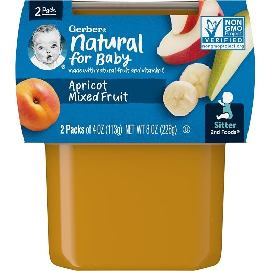 Gerber Natural for Baby Non-GMO Apricot Mixed Fruit Puree Baby Food Tub, 2x 4 oz Tubs, 8 x 8 oz Case - DOT product image 3