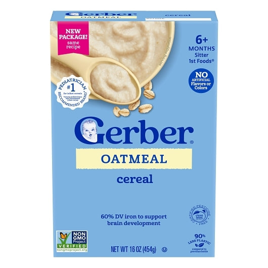 Gerber 1St Foods Grain & Grow Oatmeal Cereal, 4 x 1 lb Case - Breakfast Foods