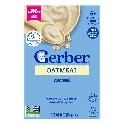 Gerber 1St Foods Grain & Grow Oatmeal Cereal, 4 x 1 lb Case - Breakfast Foods - image 2