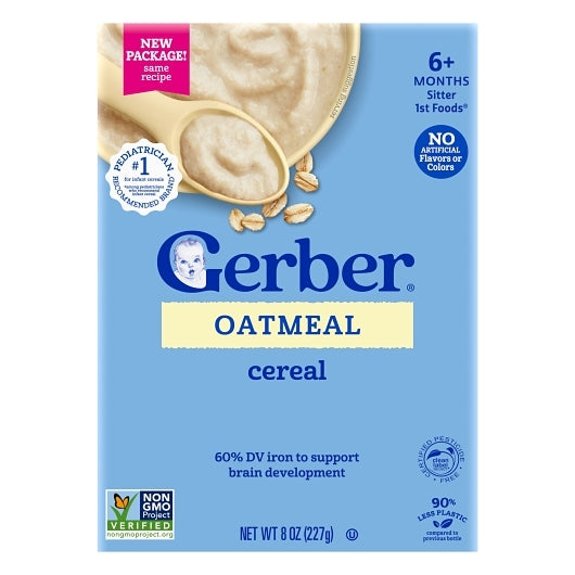 Gerber 1St Foods Grain & Grow Oatmeal Cereal Baby Food, 5 x 8 oz Case - Baby Food - image 2