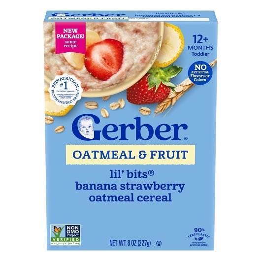Gerber Toddler Grain & Grow Banana Strawberry Oatmeal, 5 x 8 oz Case - Rice & Grains
