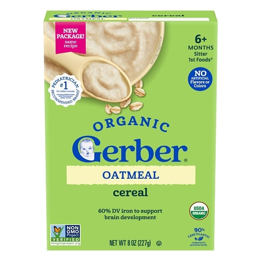 Gerber 1St Food Grain & Grow Oatmeal Baby Cereal, 5 x 8 oz Case - Breakfast Foods