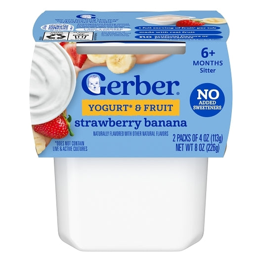 Gerber Infant Puree Yogurt Blend Strawberry Banana, 8 x 8 oz Case - Cheese & Dairy