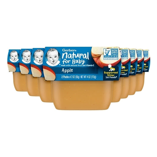 Gerber 1st Foods Non-GMO Apple Puree Baby Food Tub, 2x 2 oz Tubs, 2 x 4 x 4 oz Case - Front/center packaged product image
