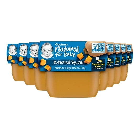 Gerber 1st Foods Non-GMO Butternut Squash Puree Baby Food Tub, 2x 2 oz Tubs, 2 x 4 x 4 oz Case - Front/center packaged product image