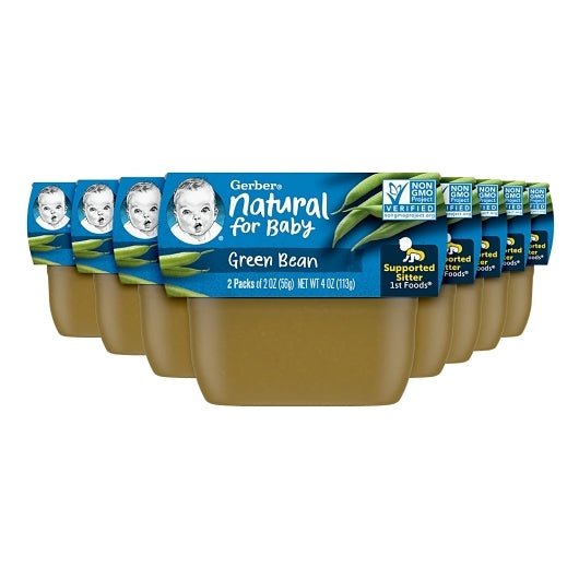 Gerber 1st Foods Natural for Baby Non-GMO Green Bean Puree Baby Food Tub, 2x 2 oz Tubs, 2 x 4 x 4 oz Case - DOT product image 2