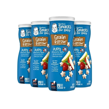 Gerber Graduates Non-GMO Strawberry Apple Puffs Cereal Baby Snack Canister, 6 x 1.48 oz Case - DOT product image 2