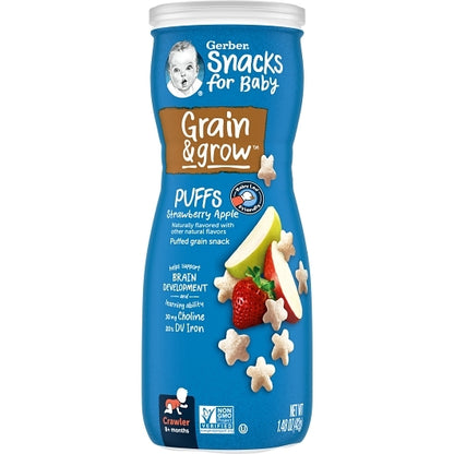 Gerber Graduates Non-GMO Strawberry Apple Puffs Cereal Baby Snack Canister, 6 x 1.48 oz Case - DOT product image 4