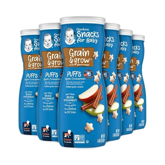 Gerber Graduates Non-GMO Apple Cinnamon Puffs Cereal Baby Snack Canister, 6 x 1.48 oz Case - DOT product image 2