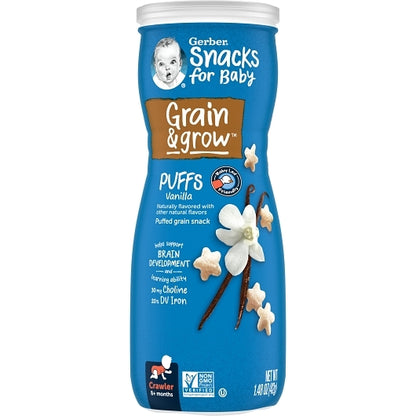 Gerber Grain & Grow Non-GMO Vanilla Puffs Cereal Baby Snack Canister, 6 x 1.48 oz Case - DOT product image 4