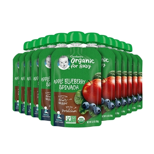 Gerber 2Nd Foods Apple Blueberry Spinach Pouch, 2 x 6 x 3.5 oz Case - Baby Food - image 2