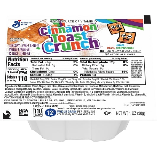 Cinnamon Toast Crunch Cereal Single Serve Bowl Pack, 96 x 1 oz Case - DOT product image 2