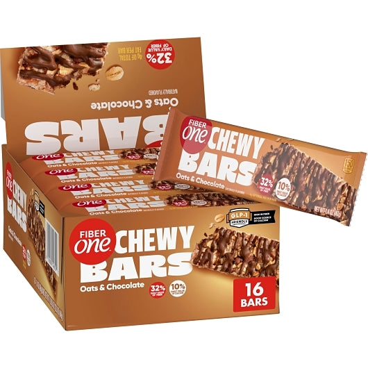 Fiber One Oats & Chocolate Granola Bar, 8 x 16 x 1.4 oz Case - Snack Bars & Granola Bars