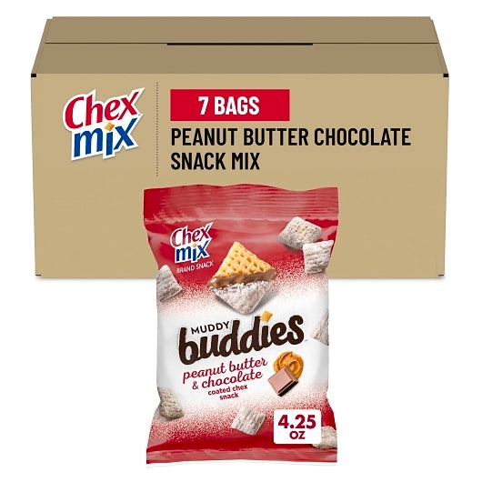 Chex Mix Muddy Buddies Peanut Butter & Chocolate Snack Mix, 7 x 4.5 oz Case - Snacks