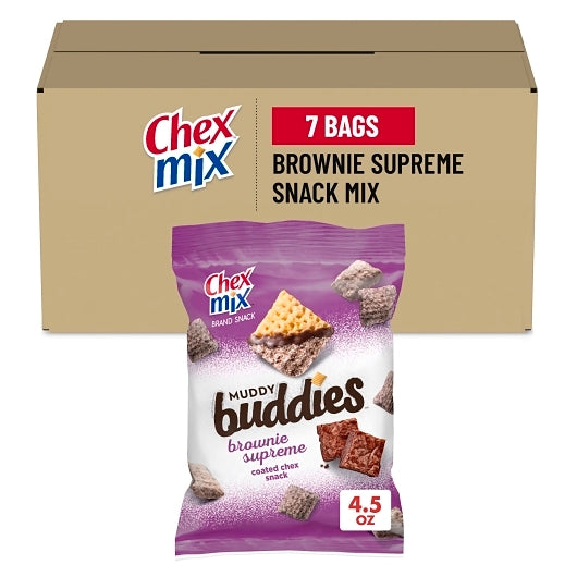 Chex Mix Muddy Buddies Brownie Supreme Snack Mix, 7 x 4.5 oz Case - GS1 mobile-ready hero image