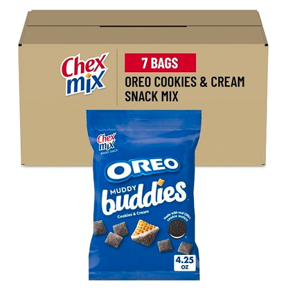 Chex Mix Muddy Buddies Cookies & Cream Snack Mix, 7 x 4.25 oz Case - Bakery & Desserts