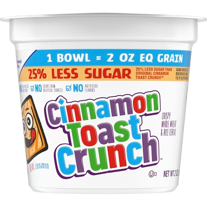 Cinnamon Toast Crunch 25% Less Sugar Cereal Single Serve, 60 x 2 oz Case - DOT product image 4