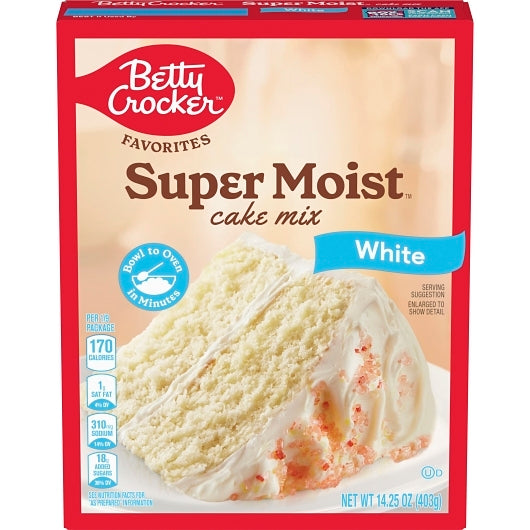 Betty Crocker Super Moist White Cake Mix, 12 x 14.25 oz Case - Bakery & Desserts