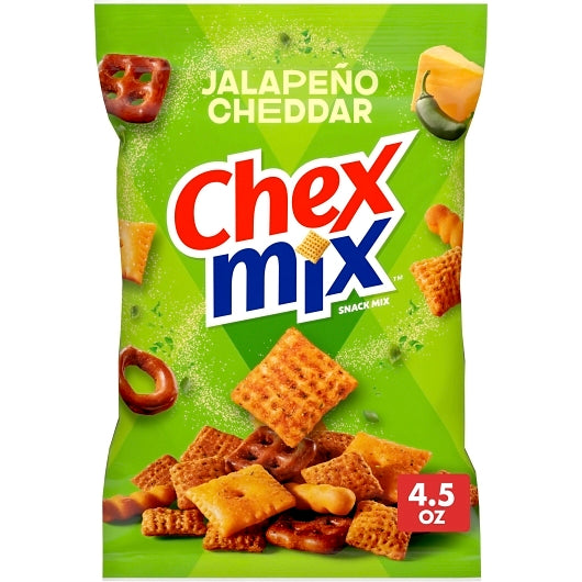 Chex Mix Spicy Jalapeno Cheddar Snack Mix, 8 x 4.5 oz Case - Popcorn, Pretzels & Snack Mix