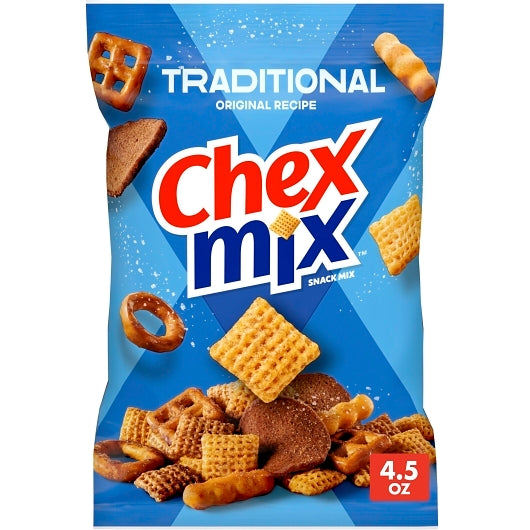Chex Mix Savory Traditional Snack Mix, 8 x 4.5 oz Case - Popcorn, Pretzels & Snack Mix