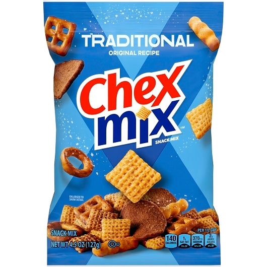 Chex Mix Savory Traditional Snack Mix, 8 x 4.5 oz Case - Popcorn, Pretzels & Snack Mix - image 2