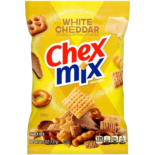 Chex Mix Savory White Cheddar Snack Mix, 8 x 4.5 oz Case - Popcorn, Pretzels & Snack Mix - image 2