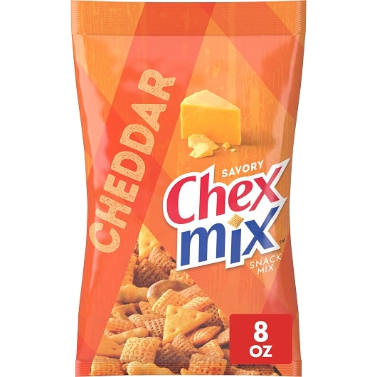 Chex Mix Savory Cheddar Snack Mix, 6 x 8 oz Case - Popcorn, Pretzels & Snack Mix