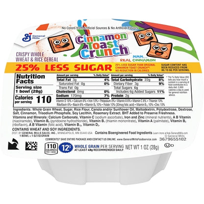 Cinnamon Toast Crunch 25% Less Sugar Whole Wheat Rice With Cinnamon Cereal Bowl Pack, 96 x 1 oz Case - DOT product image 3