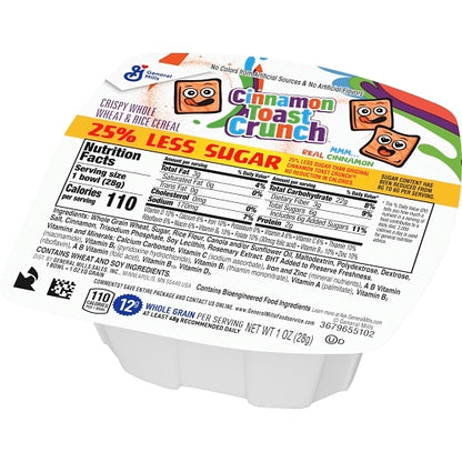 Cinnamon Toast Crunch 25% Less Sugar Whole Wheat Rice With Cinnamon Cereal Bowl Pack, 96 x 1 oz Case - DOT product image 8