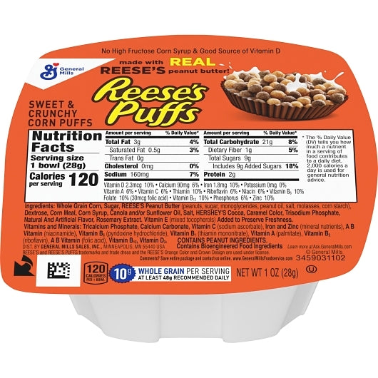 General Mills Puffs Cereal, 96 x 1 oz Case - Plates Bowls