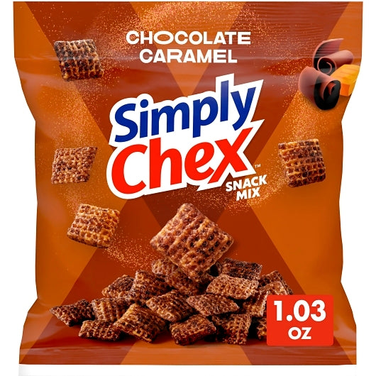Chex Mix Simply Chex Snack Mix Chocolate Caramel, 60 x 1.03 oz Case - Candy & Confections