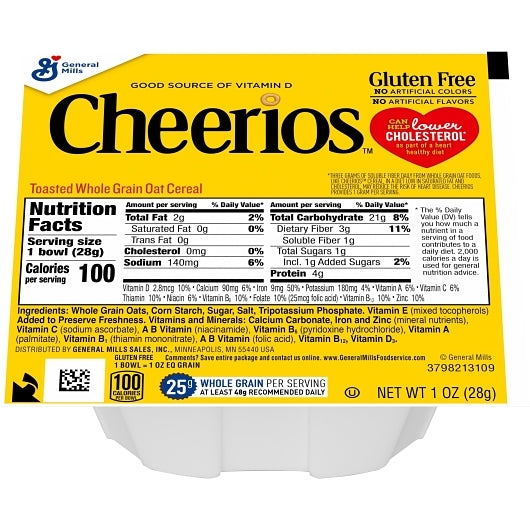 Cheerios Gluten-Free Whole Grain Oat Bowlpak Cereal, 96 x 1 oz Case - DOT product image 3