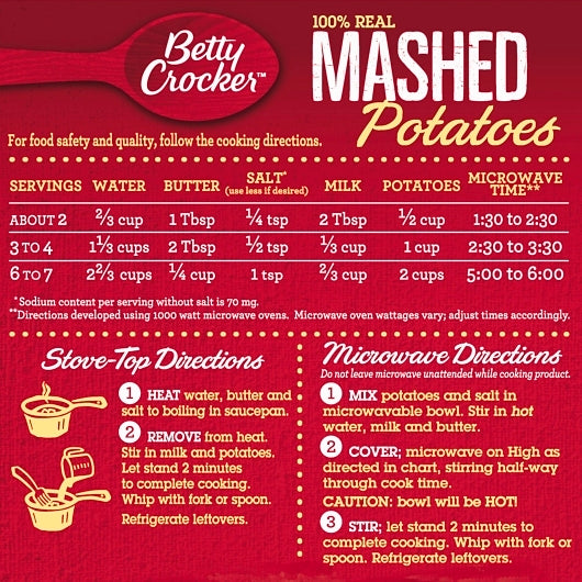 Betty Crocker Mashed Potatoes, 6 x 13.75 oz Case - DOT product image 8