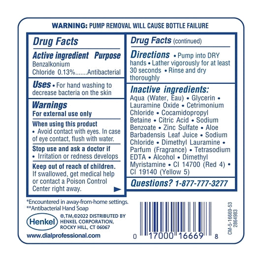 Dial COMPLETE FIT UNIVERSAL MANUAL REFILL 1.2 LITER, 3 x 1200 fl oz Case - DOT product image 5