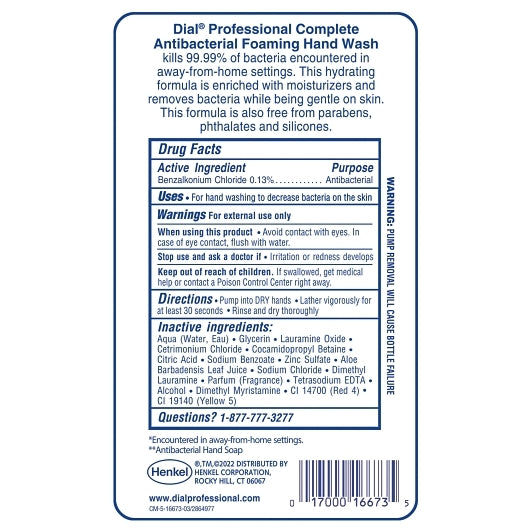 Dial COMPLETE FIT UNIVERSAL MANUAL REFILL 1 LITER, 3 x 1000 fl oz Case - DOT product image 5