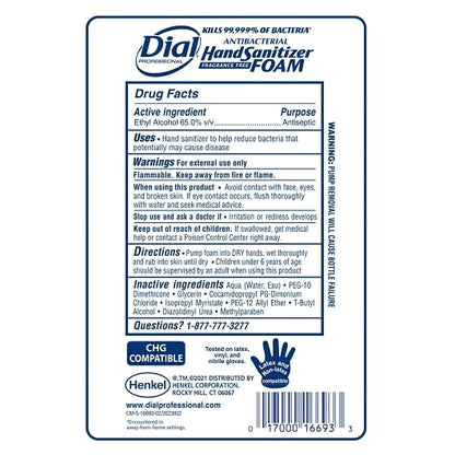 Dial FOAMING HAND SANITIZER TOUCH FREE REFILL, 3 x 33.8 fl oz Case - DOT product image 4