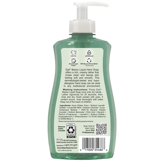 Dial Basics Hypoallergenic Liquid Hand Soap, 12 x 11 fl oz Case - Health & Personal Care - image 2