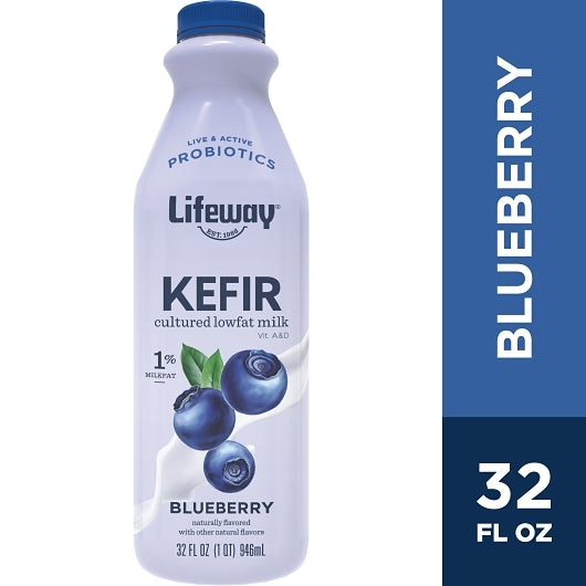 Lifeway Low Fat Blueberry Kefir, 6 x 32 fl oz Case - Cheese & Dairy