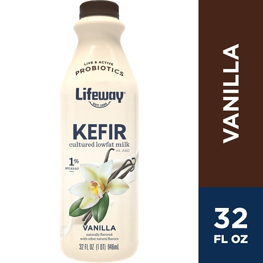 Lifeway Low Fat Vanilla Kefir, 6 x 32 fl oz Case - Cheese & Dairy