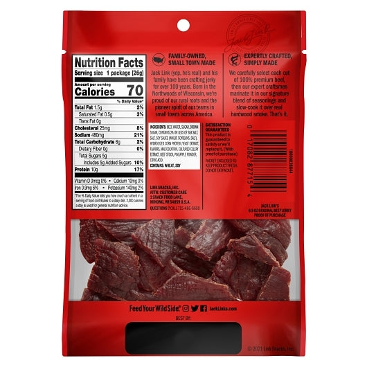 Jack Link's Original Beef Jerky, 48 x 0.9 oz Case - Meat Snacks